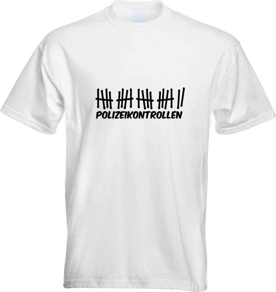 Kiwistar - T-Shirt - Weiss - Polizeikontrollen Motiv Bedruckt Funshirt Design Print - mit Motiv Bedruckt - Funshirt Design - Sport - Freizeit - Her...