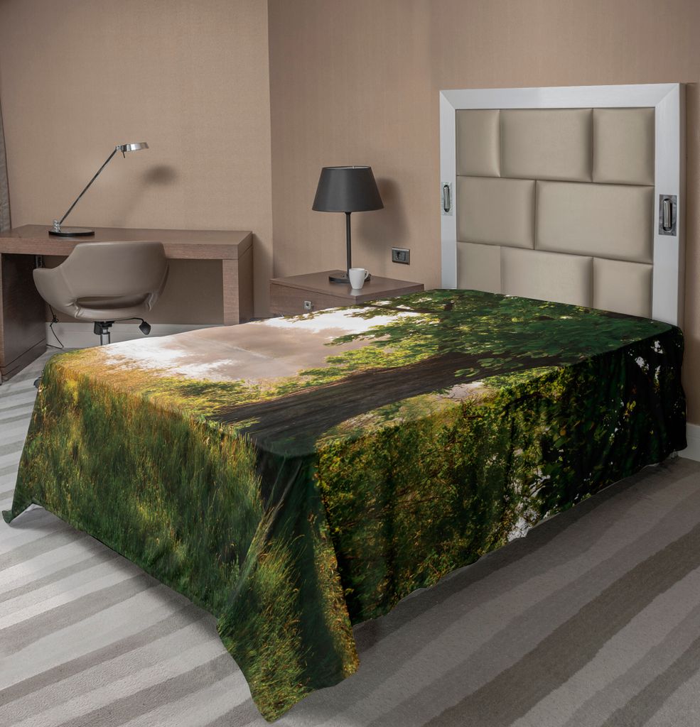 ABAKUHAUS Baum Bettlaken, Alte Baum Leafage in der mystischen Landschaft Nebliger nd Strom Ansicht Bild, weiches bequemes oberes Bettlaken für ein...