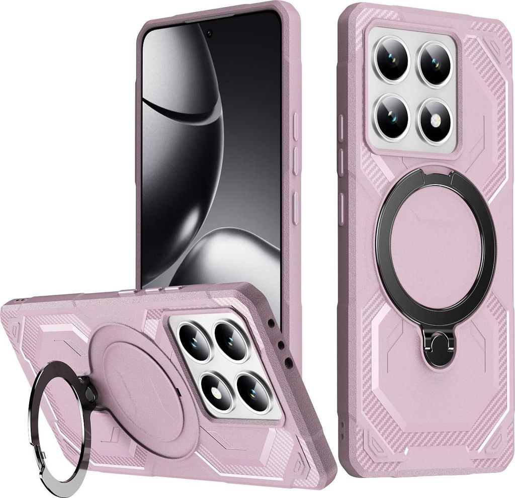 MagSafe Hülle für Xiaomi 14T - Phonesta IronLock Back Cover mit Ring - Rosa
