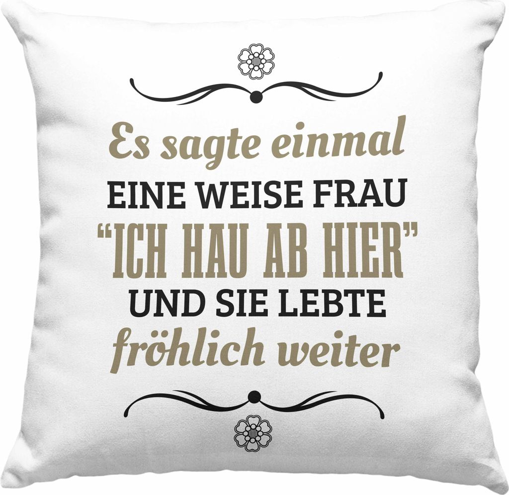 Trendation - Jobwechsel Deko-Kissen mit Füllung 40x40 Geschenk Kollegin Kollege Lustig Abschiedsgeschenk Sprüche - Ich Hau Ab Hier (Grau)