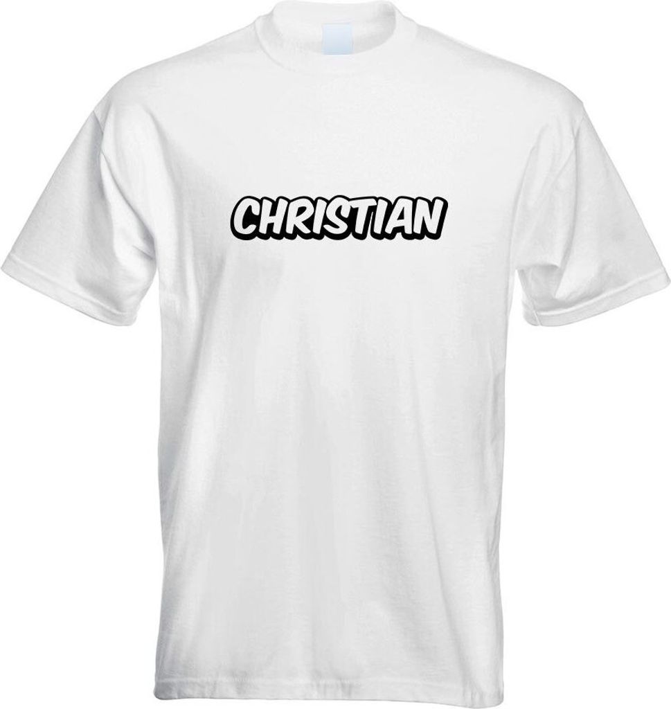 Kiwistar - T-Shirt - Weiss - Christian Vorname Jungen Motiv Bedruckt Funshirt Design Print - mit Motiv Bedruckt - Funshirt Design - Sport - Freizei...