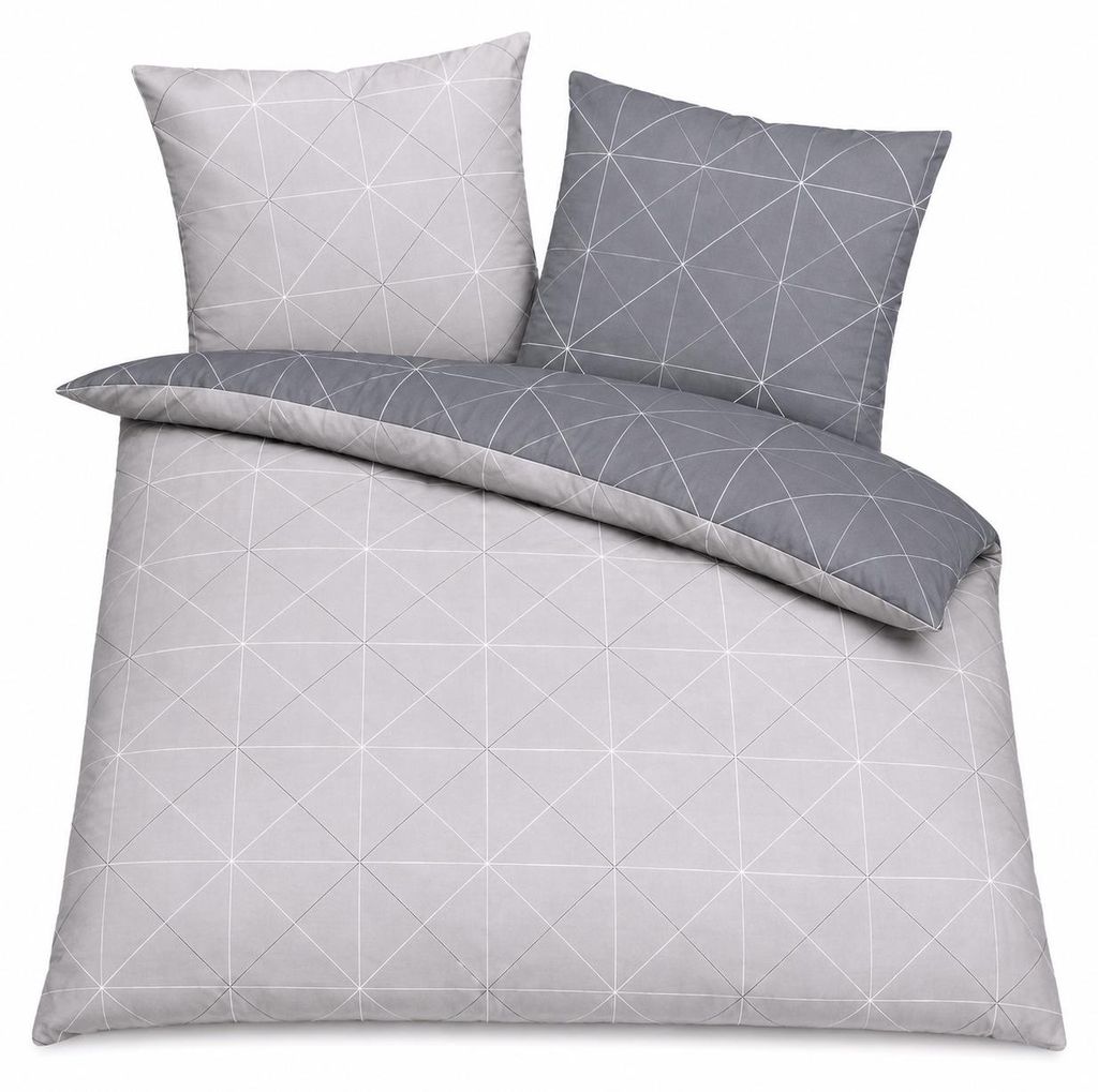 Davos Janine Biber Bettwäsche 2tlg grau Silber 65101-08 | Produktbild  KI-generiertes Bild
