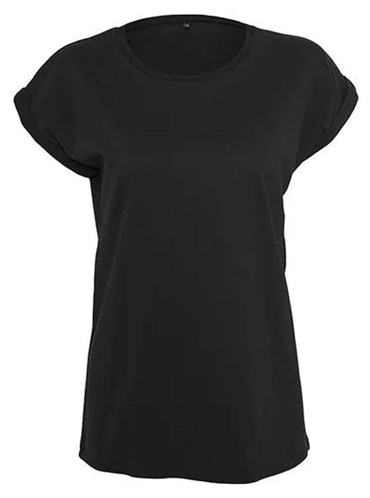 Build Your Brand - T-Shirt Überschnittene Schulter für Damen LT2558 (4XL) (Schwarz)