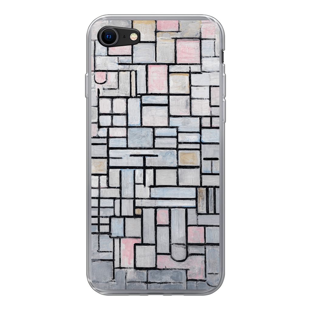 MuchoWow Handyhülle Schutzhülle Hülle für iPhone 8 Komposition 6 - Mondrian - Kunst Silikon Softcase Handy Hülle - Schutzhaube