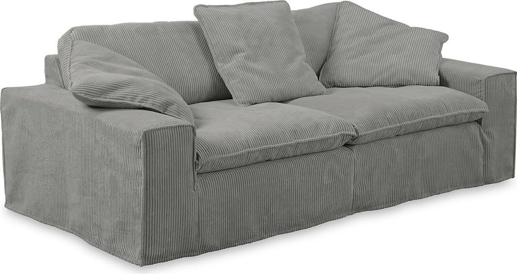 KAWOLA Sofa NETTA 4-Sitzer Bezug abziehbar Cord grau