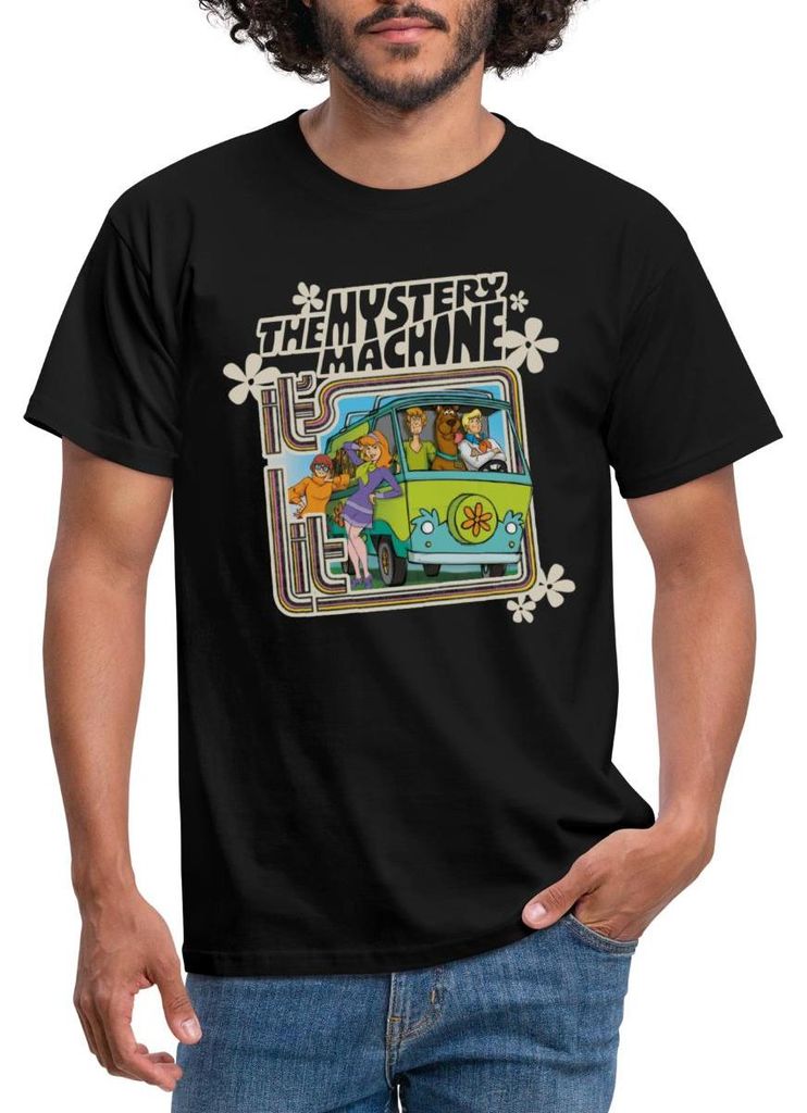 Spreadshirt Scooby-Doo The Mystery Machine Groovy Gang Männer T-Shirt, S, Schwarz