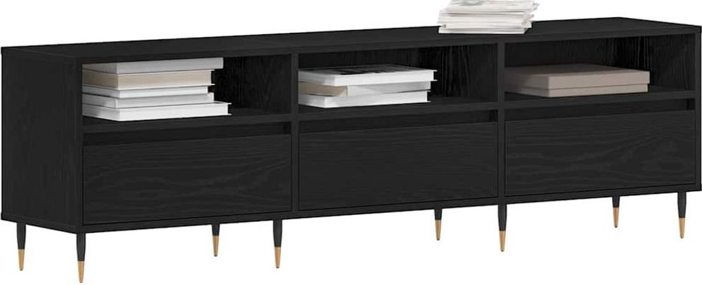 "Winterschlussverkauf "TV-Tisch/TV-Schränk Skandinavisch - CLORIS - Fernsehenschrank - Schwarz Eichen-Optik 150 x 30 x 44,5 cm - DEMöbel9679261
