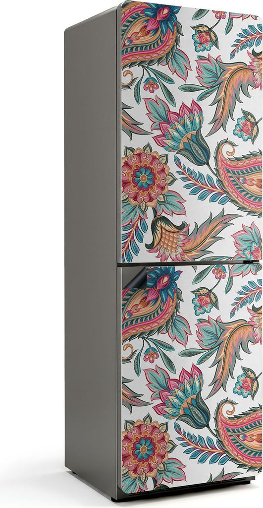 Blumenmuster mit Paisley – Magnetische Kühlschrank Abdeckung – Dekorfolie magnetisch Küche – Kühlschrank Magnet Deko – selbstklebende Ma...