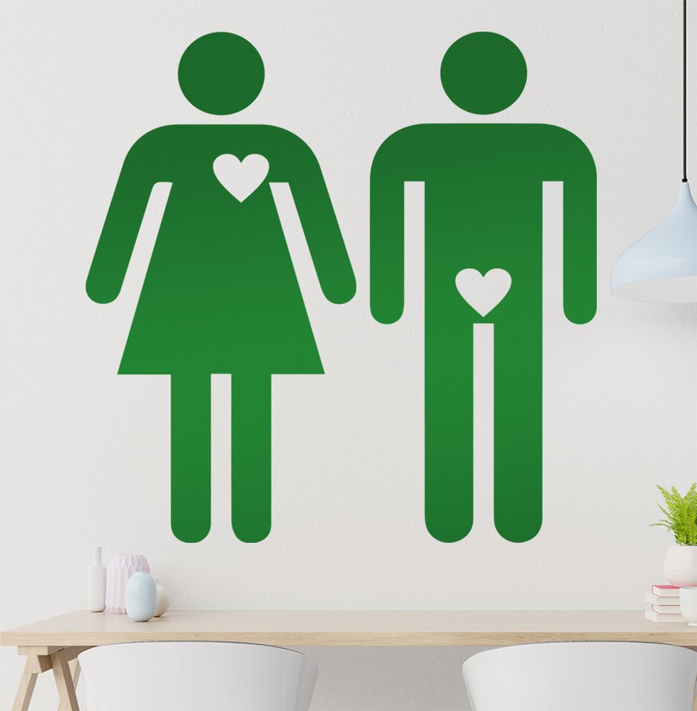 Mann und Frau Wandtattoo in 6 Größen - Wandaufkleber Wall Sticker - Dekoration, Küche, Wohnzimmer, Schlafzimmer, Badezimmer
