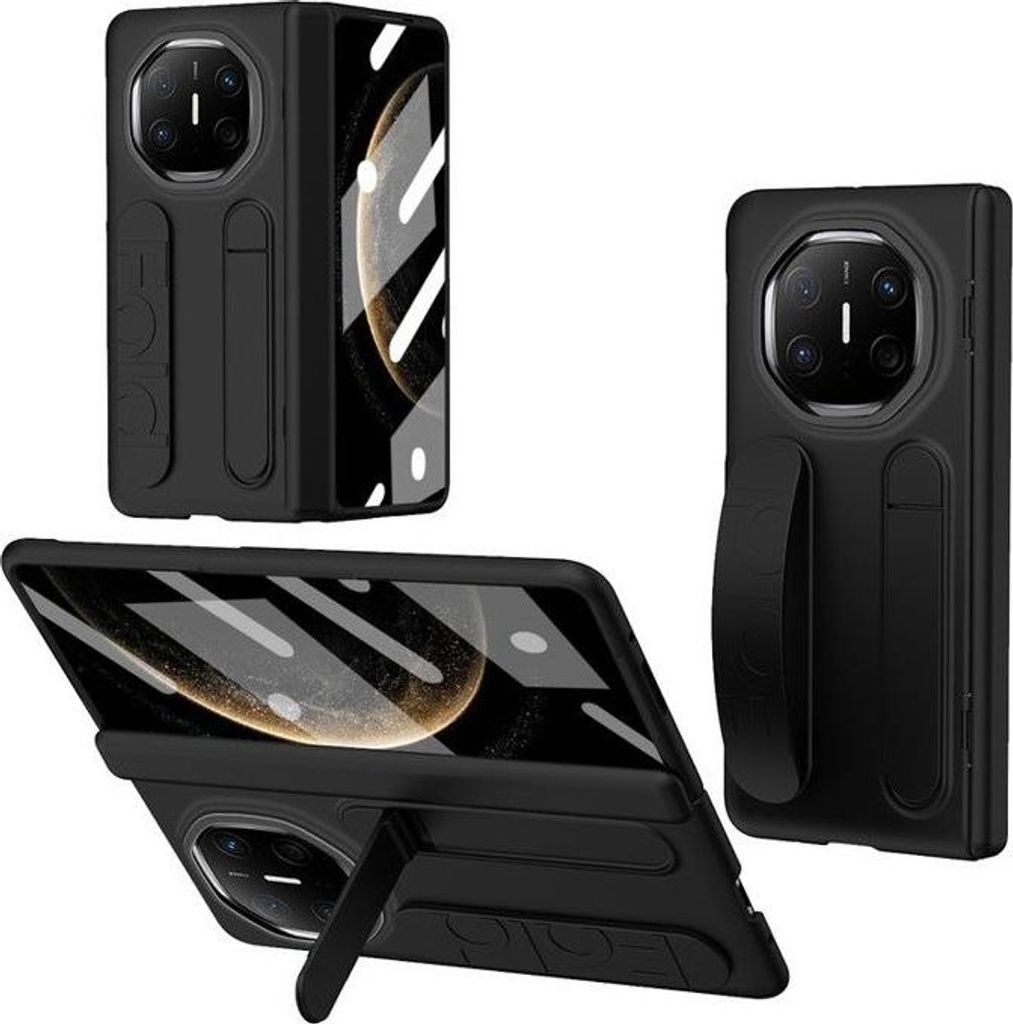Schutzhülle für Mobiltelefone mit verstecktem Ständer und Handschlaufe, PC-Material, passend für Huawei Mate X6 (schwarz)