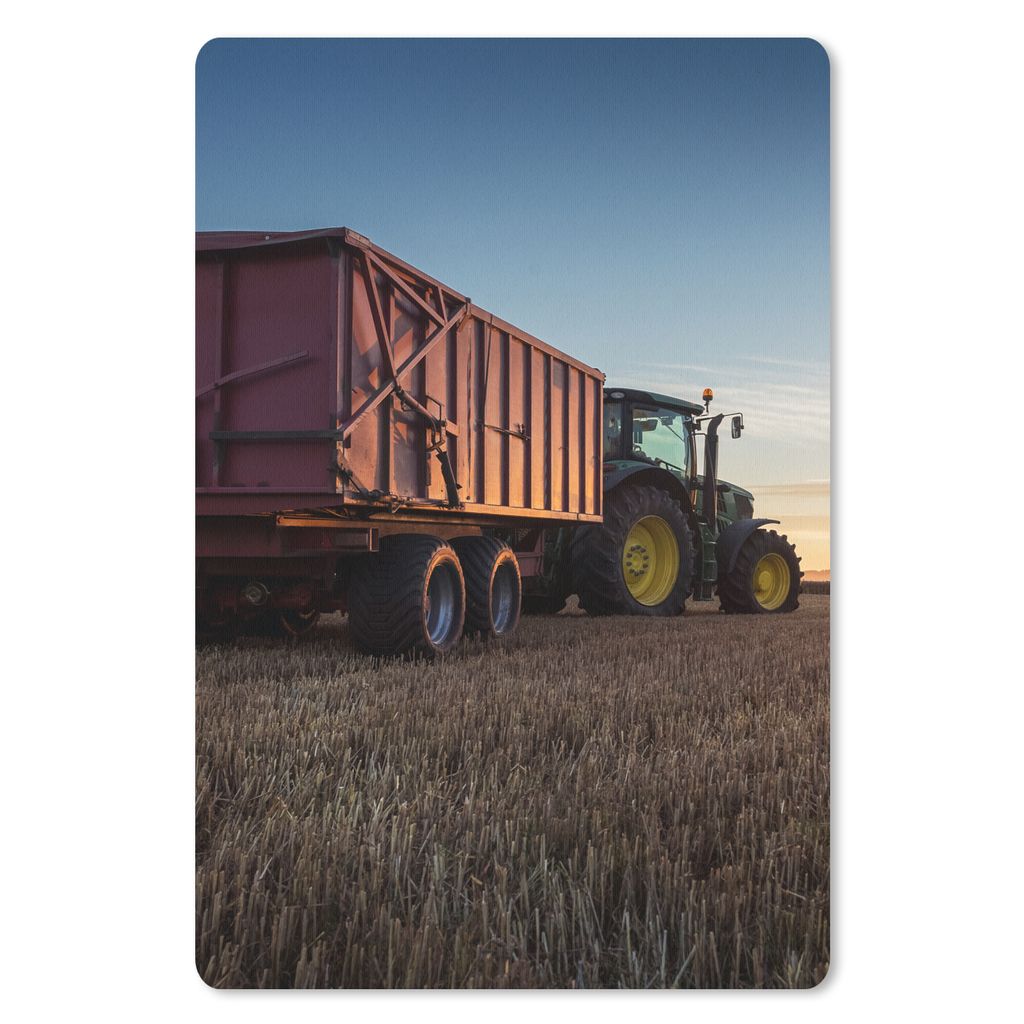 MuchoWow Mauspad Mousepad Traktor - Grün - Sonnenuntergang - Horizont - Grün - Landleben 18x27 cm - Mousepads - Maus Mat - Pad - Mausunterlage