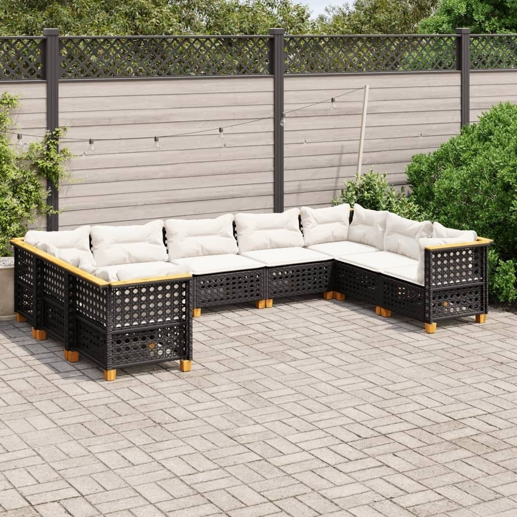 Maison Exclusive - 9-tlg. Garten-Sofagarnitur mit Kissen Schwarz Poly Rattan