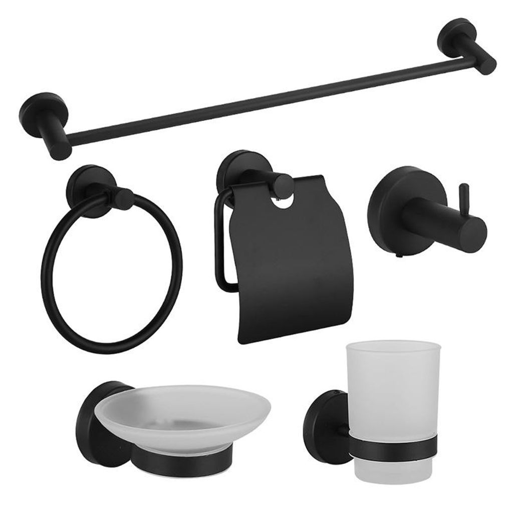 Robustes Badregal aus 304 Edelstahl – Wandmontage, Handtuchhalter & Ablage für Badezimmer, Schwarz