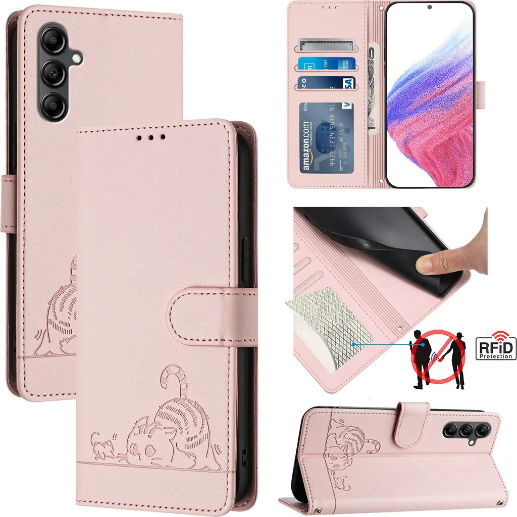 Recensione Custodia Pelle Samsung A15: Gatto Rosa Flip Portafoglio