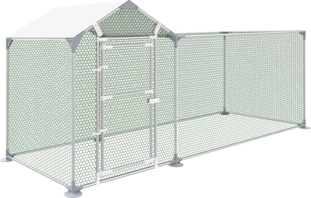 JOIEYOU Freilaufgehege Kaninchen 3x1 m Hühnerstall Metall mit Sonnenschutz Dach,Tür & Riegel Stabil Hühnerhaus Freigehege Kleintiergehege für H...