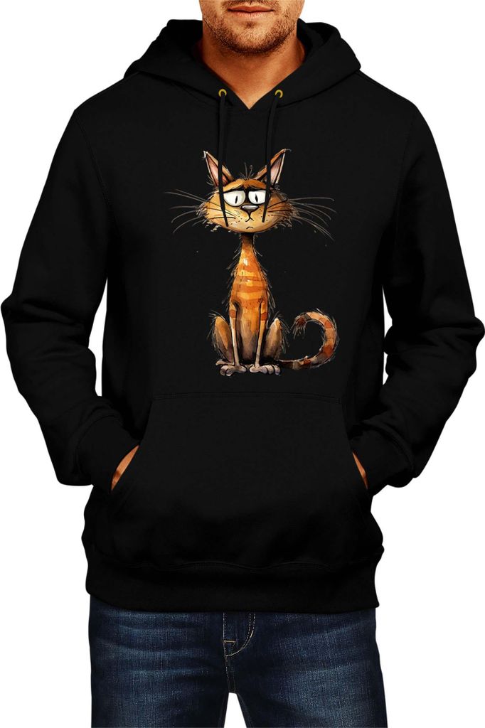 Herren Kapuzenpullover Funny Cats Breeds Chausie Cat, Man XL / Schwarz