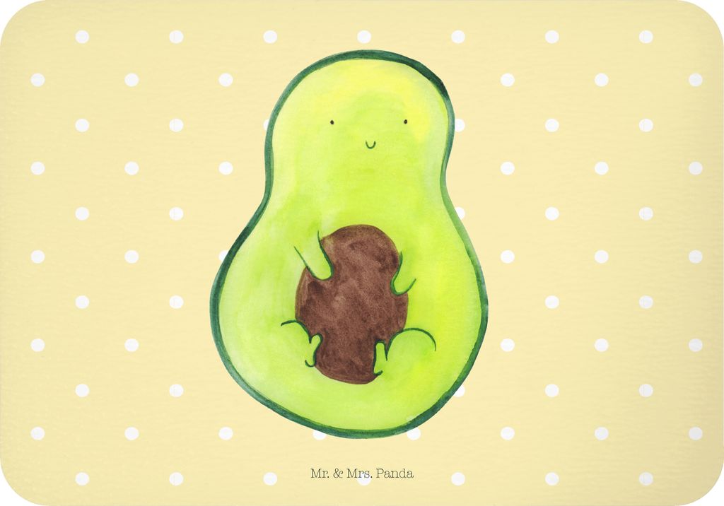 Mr. & Mrs. Panda Kühlschrankmagnet Avocado Kern - Gelb Pastell - Geschenk, glücklich, Pflanze, Avokado, Pinnwandmagnet, magnet, Spruch Leben, haf...