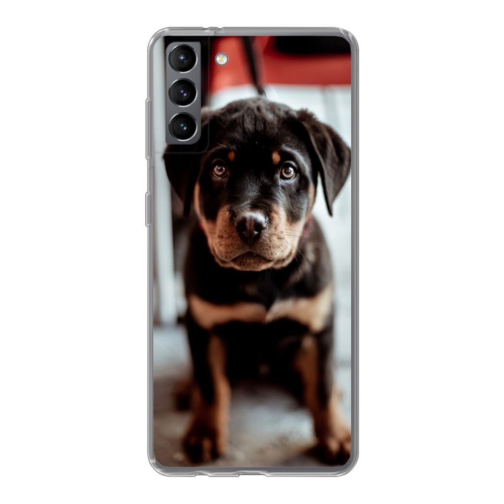 MuchoWow Handyhülle Schutzhülle Hülle für Samsung Galaxy S21 Plus Jung - Hund - Kamera Silikon Softcase Handy Hülle - Handy-Tasche