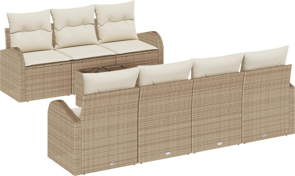 Eleganten-Stil Gartenlounge Set 8-teiliges Garten Sofa Set mit Kissen Beige Poly Rattan - Terassenmöbel Gartenmöbel DE7041810