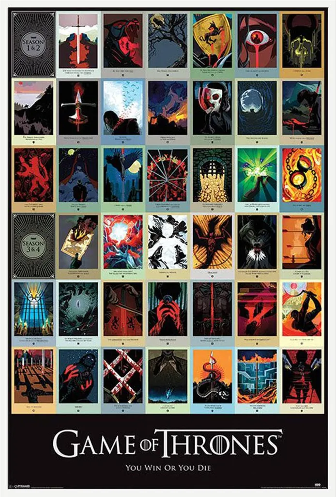 Affiche Game of Thrones épisodes avec cadre Shinsuke blanc 61x91,5 cm