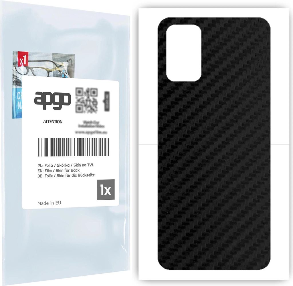 apgo Rückseite Schutzfolie für Samsung Galaxy A03S - Hinten Schutzfolie Carbon, Rückseite Folie schützt vor Kratzern und Fingerabdrücken
