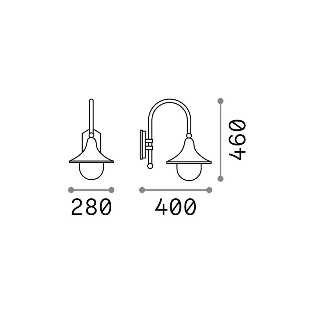 Applique E27 Dimmable IP43 Anthracite Ideal Lux CIMA 246819 Résistante