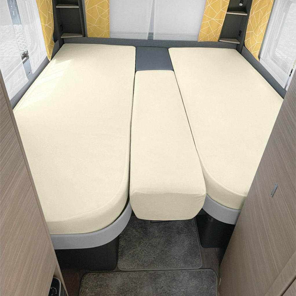 Erwin Müller Spannbettlaken 3er-Set für Wohnmobil/Wohnwagen Heckbett natur 70x190 cm - 85x210 cm (2x) + 35x130-50x145