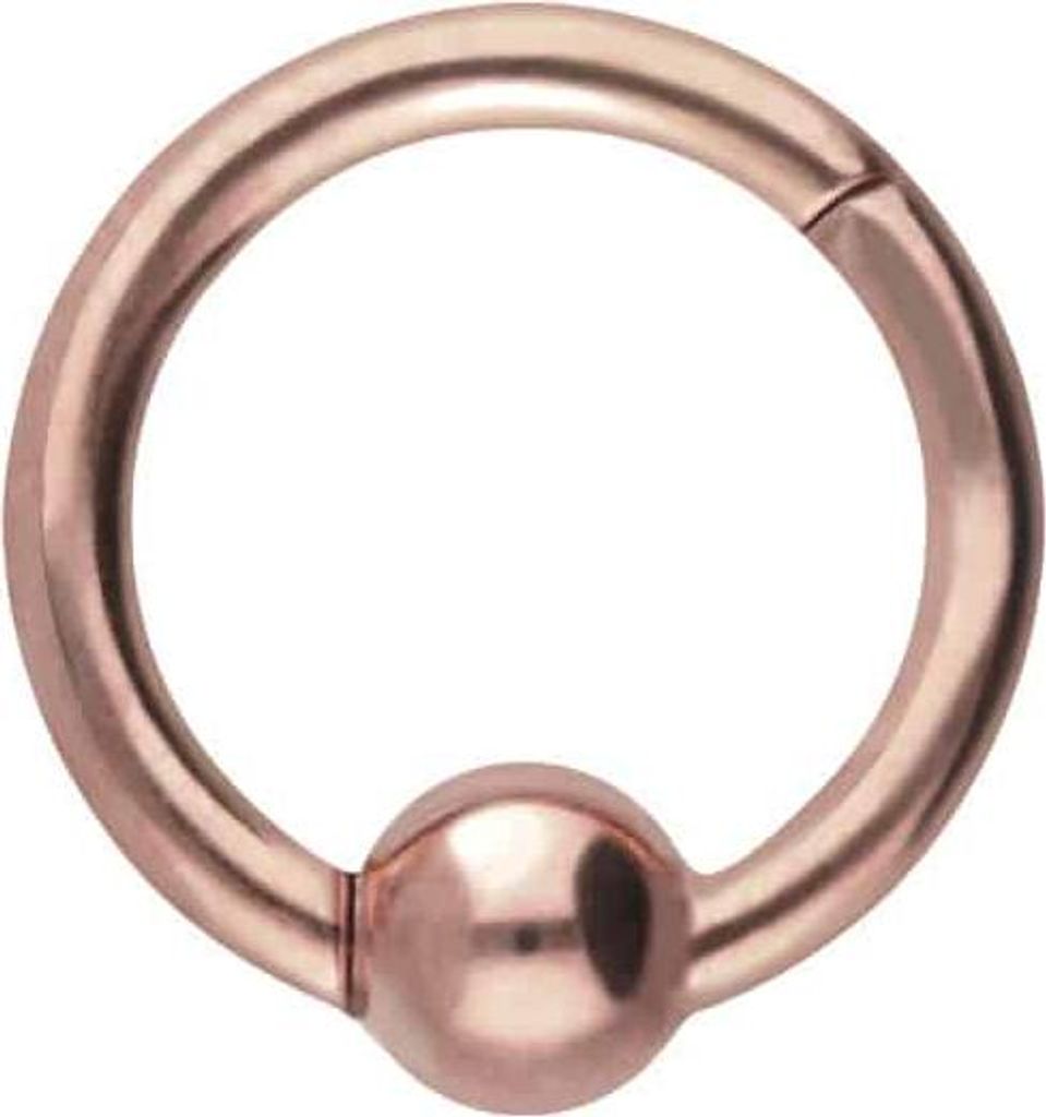 Ohrpiercing, Nasenpiercing, Septum Piercing Titan Segmentring Clicker KUGEL RoséGold Innendurchmesser: 6 mm