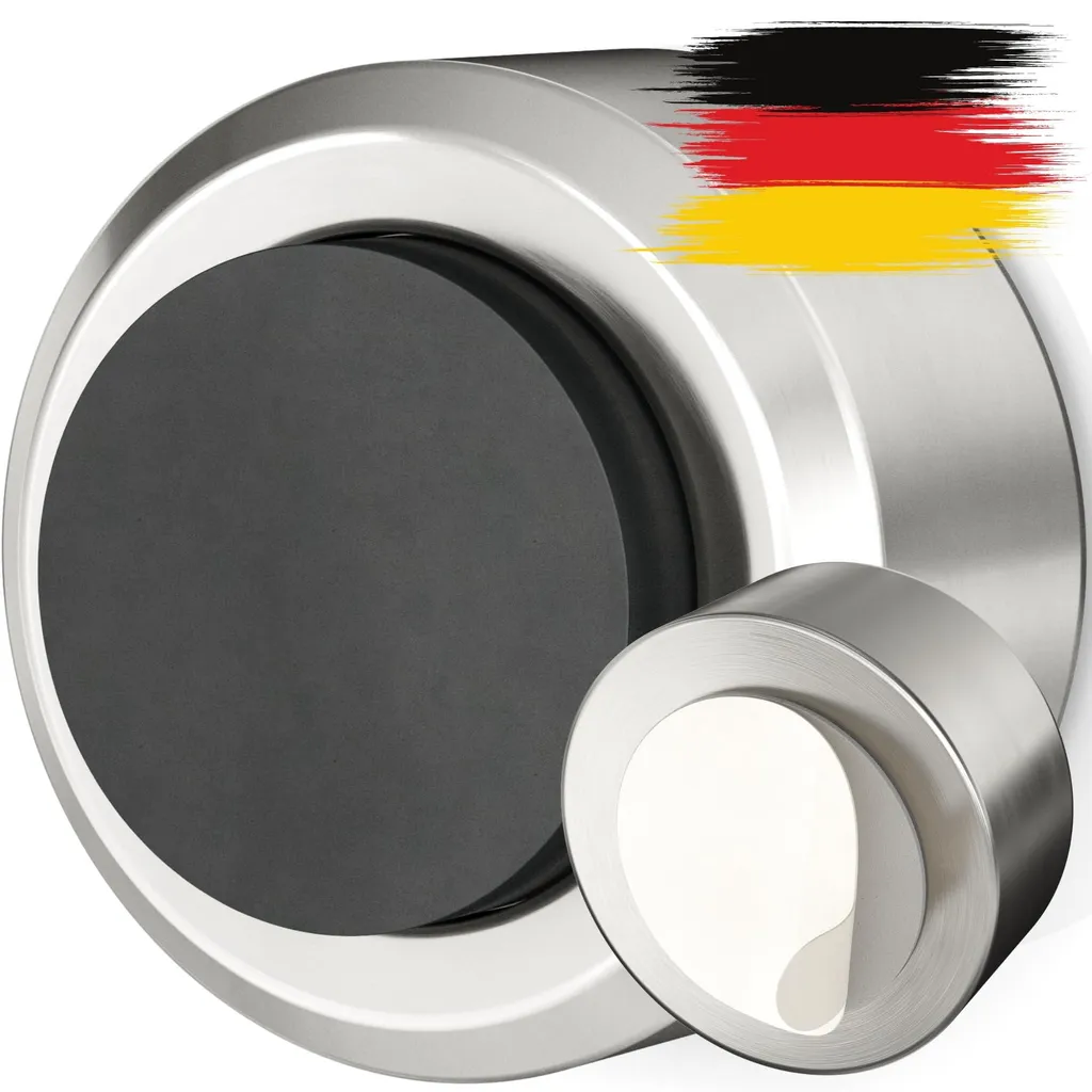 Butée de porte murale noire en acier inoxydable - Fixation autocollante