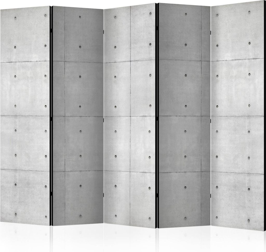 Akusticher Raumteiler Betonoptik Foto Paravent 225x172 cm beidseitig auf Vlies-Leinwand bedruckt Akustikschaum Trennwand Spanische Wand Sichtschutz...