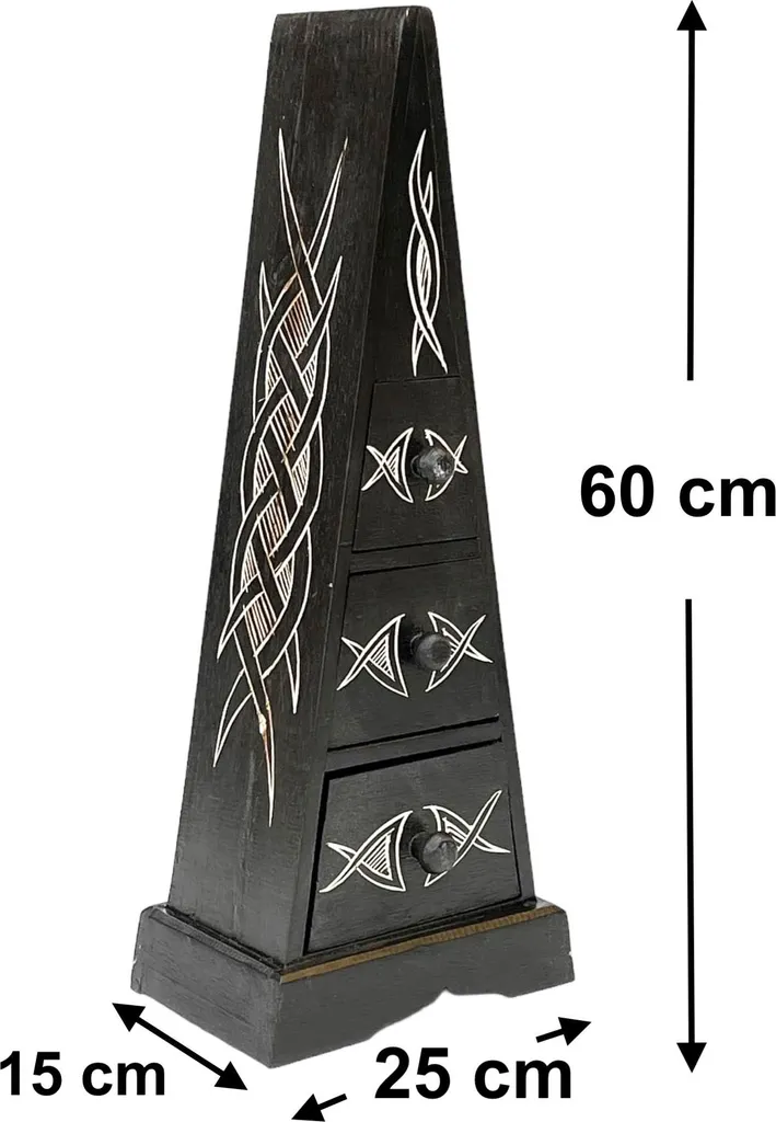 Commode en bois DanDiBo Pyramide Celtic 60 cm avec 3 tiroirs design