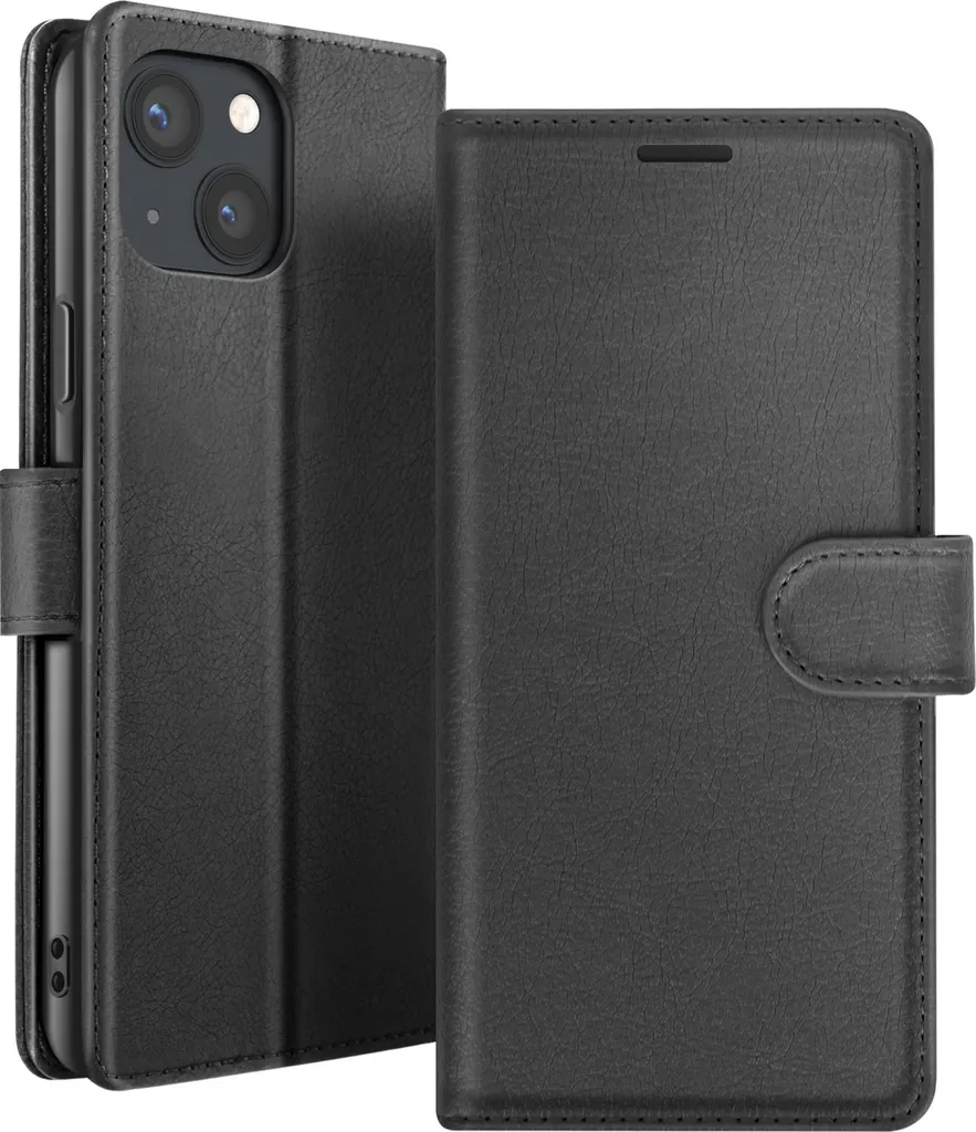 Zanaé iPhone 13 Mini Wallet Case - Pelle Nera con Chiusura Magnetica