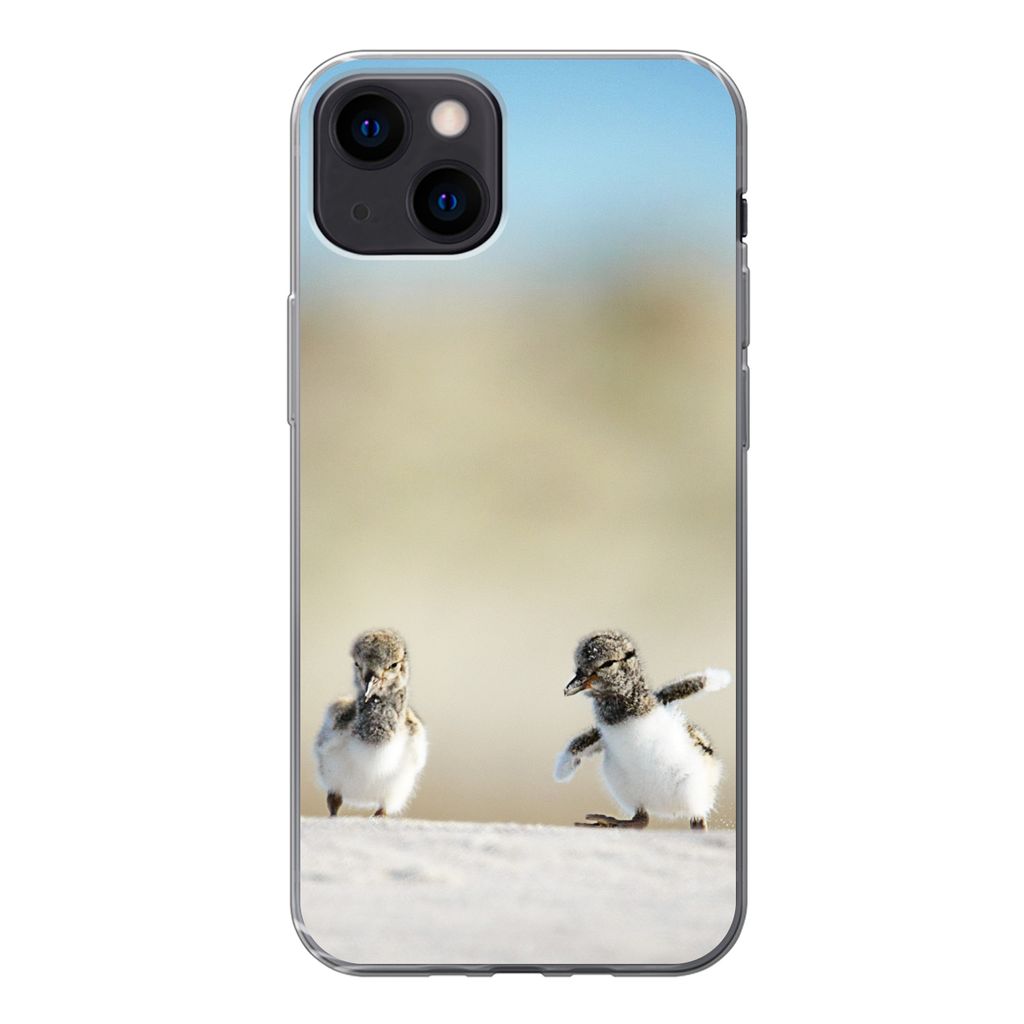 MuchoWow Handyhülle Schutzhülle Hülle für iPhone 13 Junge - Sand - Vögel Silikon Softcase Handy Hülle - Karteninhaber