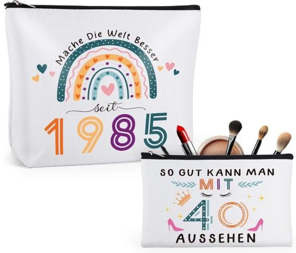 Trousse maquillage imperméable Femme 40 ans - Lot de 2 pochettes