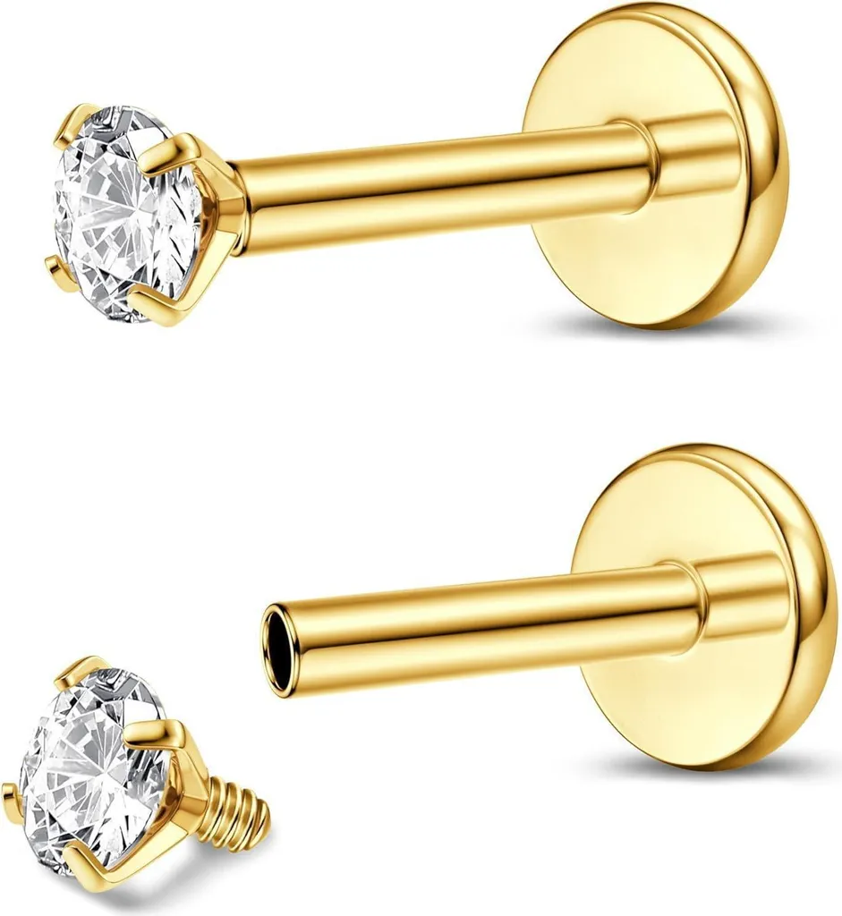 Piercing Naso e Labbro Titanio Set Oro/Argento 16G 6mm - Anti-Irritazione