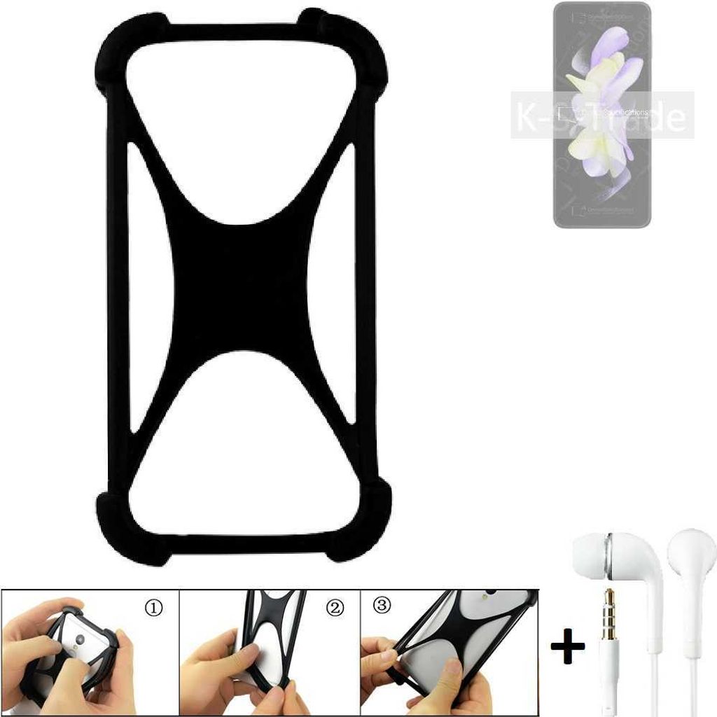 K-S-Trade Handy-Hülle + headphones kompatibel mit Samsung Galaxy Z Flip4 Schutz-Hülle Bumper Silikon Cover Case Silikoncase Silikonbumper TPU