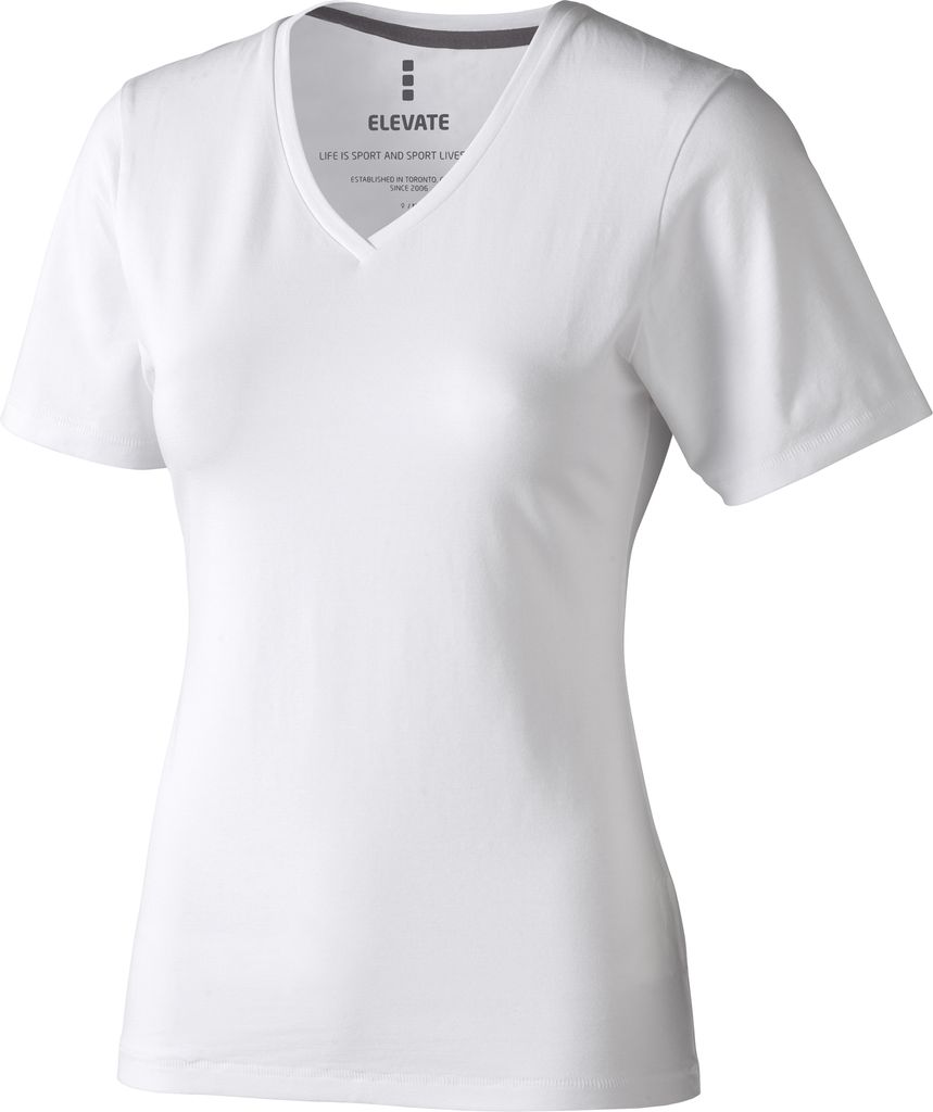 Elevate Damen T-Shirt Kawartha, mit V-Ausschnitt, kurzärmlig PF1810 (L) (Weiß)