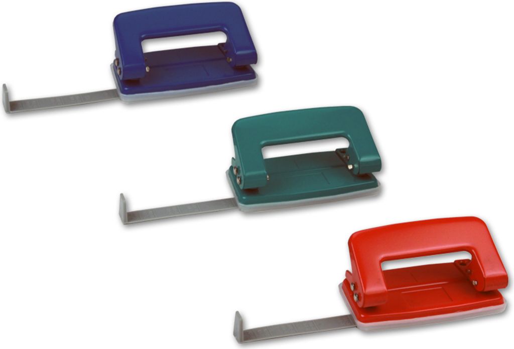 Kompakter Locher / aus Metall / mit Anschlagschiene / Farbe: türkis