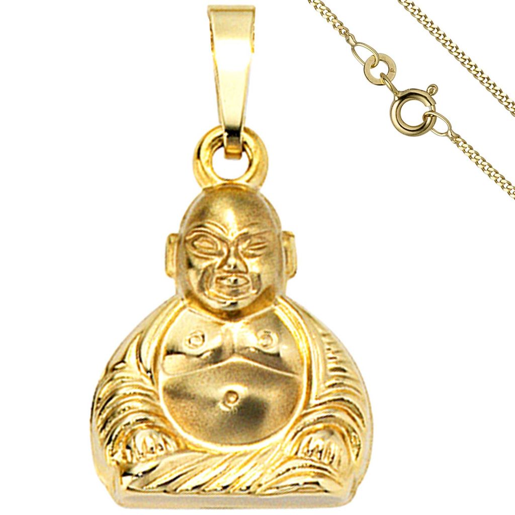 JOBO Anhänger Buddha 333 Gold Gelbgold mit Kette 45 cm
