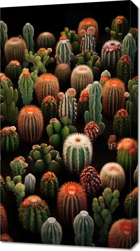 Tableau Décoratif Jardin de Cactus 50x90 cm Style Botanique Moderne
