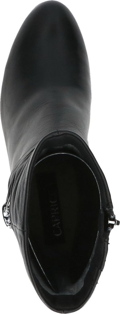 Caprice Damen Stiefelette Leder Zierriegel Metall elegant gerafft 9-25328-41, Größe:39 EU, Farbe:Schwarz