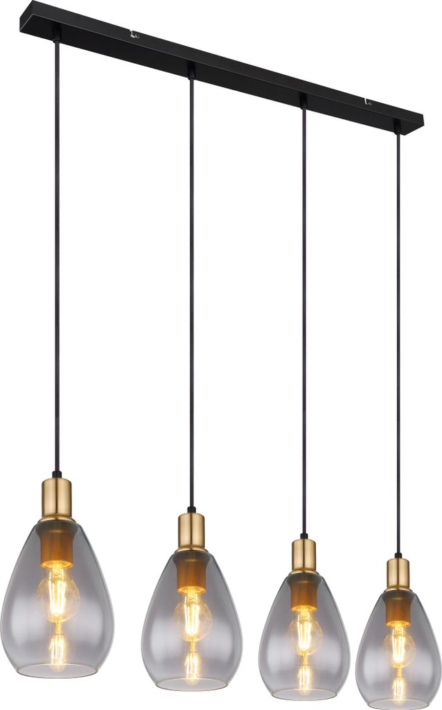 Globo Lighting Hängeleuchte Metall schwarz matt, 4x E27
