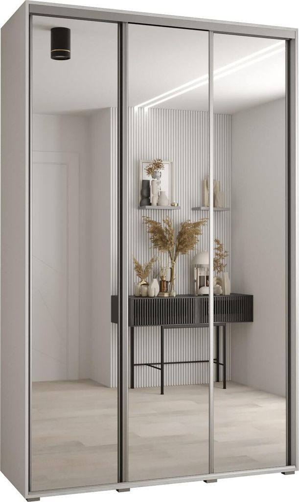 MEBLE KRYSPOL Davos 2 Schrank, drei Türen - 235,2x150x45 cm - Weiß Weiß Silber