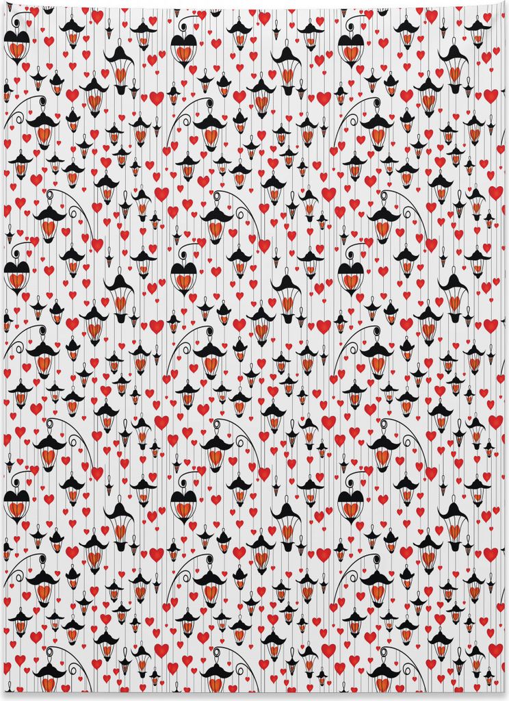 Abakuhaus Valentines Wandteppich, Asiatische verzierte Herzen aus Weiches Mikrofaser Stoff Kein Verblassen Klare Farben Waschbar, 110 x 150 cm, Ora...