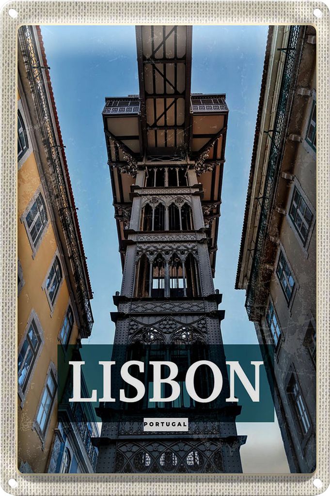 Blechschild Reise 20x30cm Lisbon Portugal Retro Tourismus