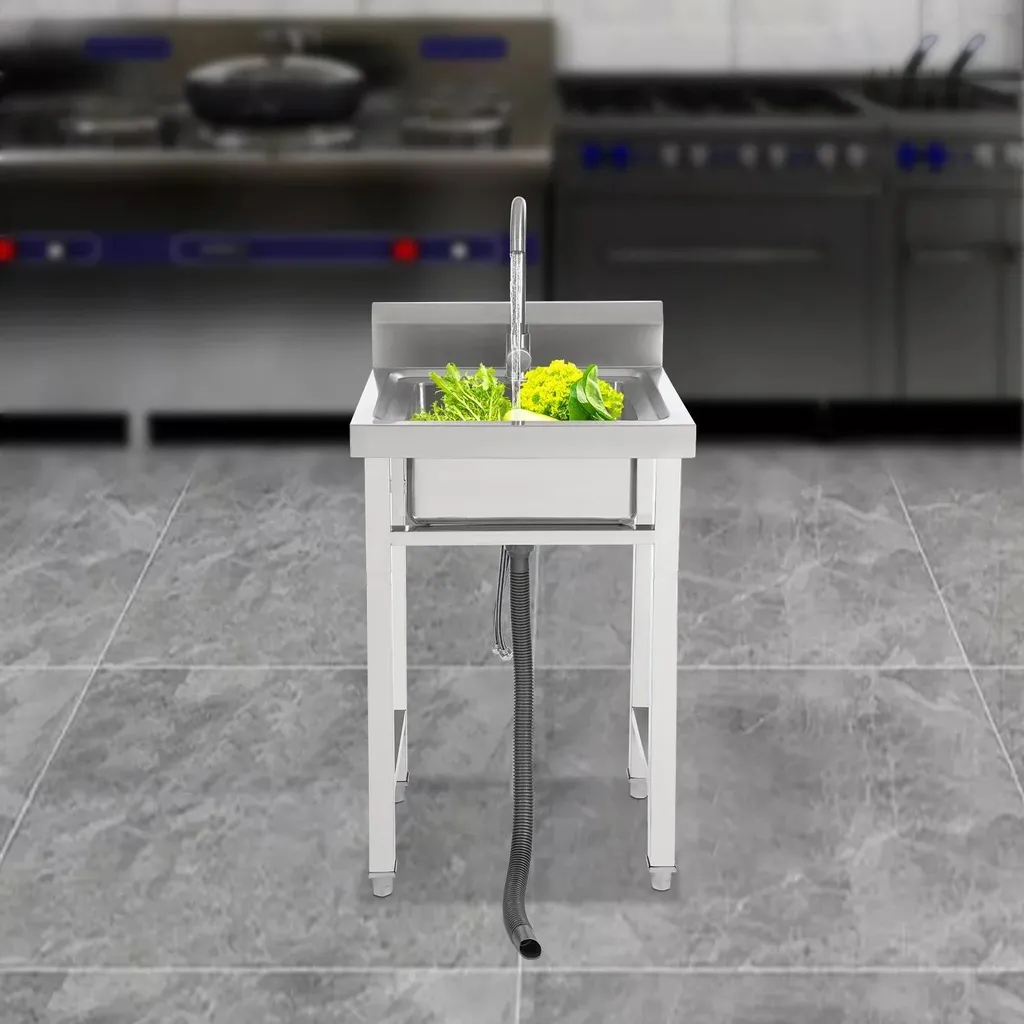 Évier simple indépendant en inox brossé 35x31 cm avec robinet 360° - 8