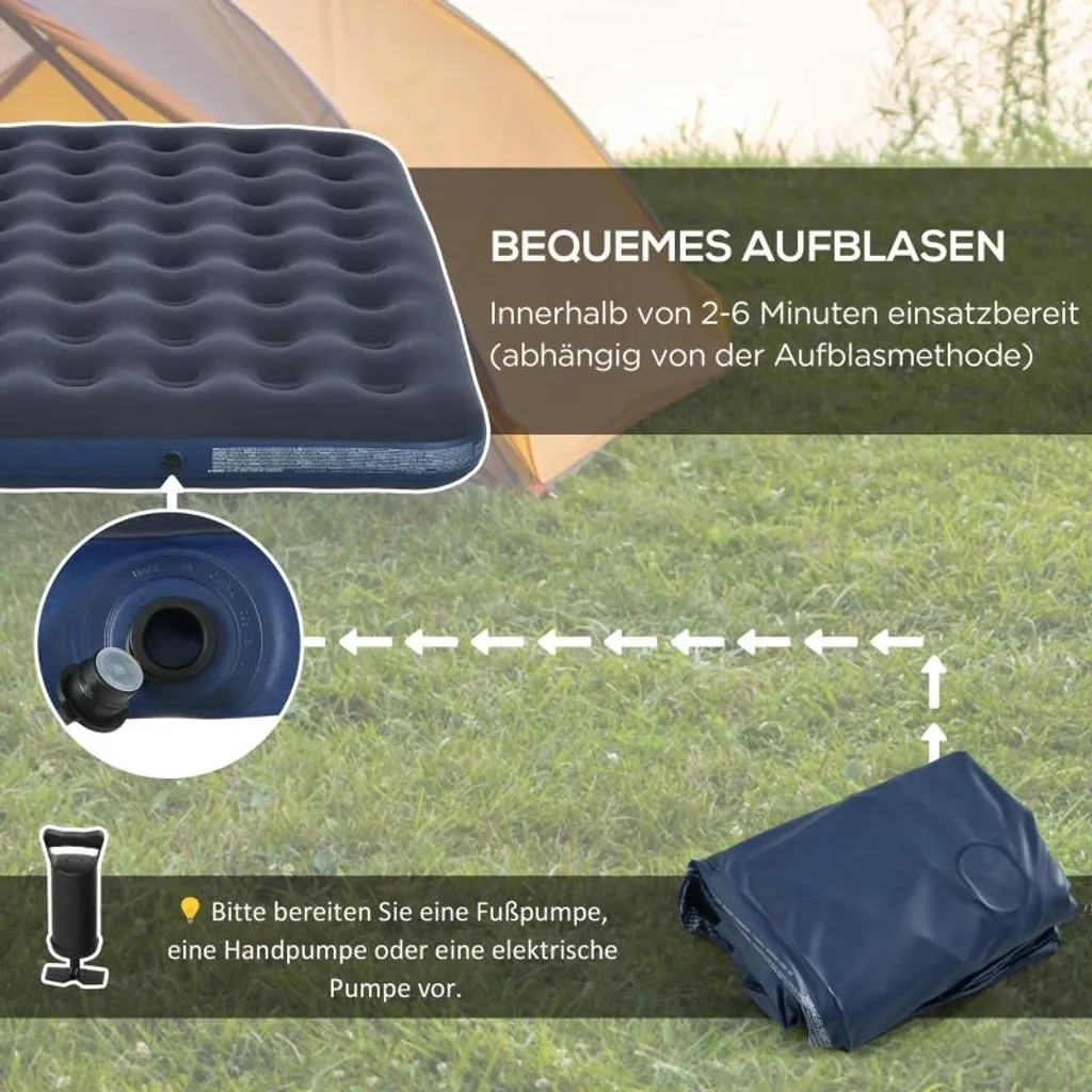 Lit d'appoint gonflable pour invités matelas camping double 152x203cm
