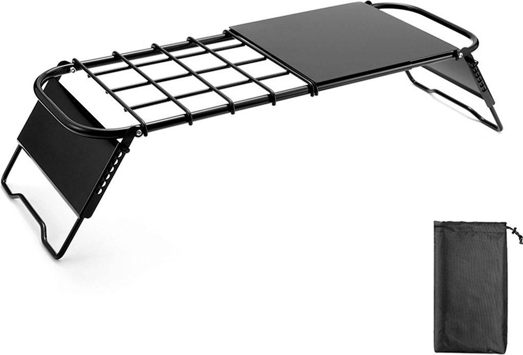 Klappbarer Lagerfeuergrill Verstellbare Höhe und Länge Tragbarer BBQ-Ständer für Camping Klapptisch