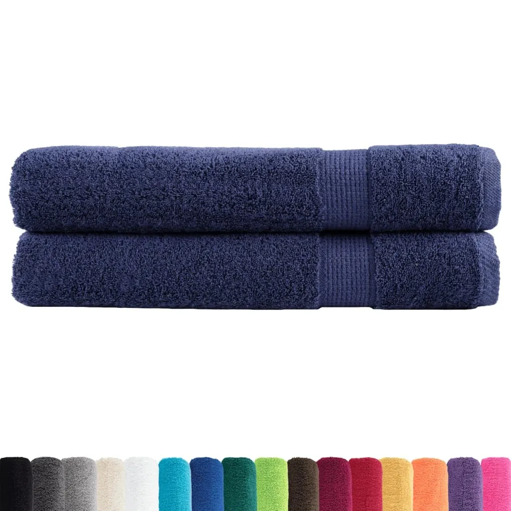 vidaXL Asciugamani Premium SOLUND 2 pz. Blu navy 100x200 cm 600 g/m²
