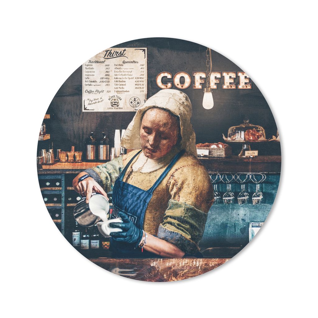 MuchoWow Mauspad Mousepad Milchmädchen - Barista - Cappuccino - Vermeer - Kaffee - Kunst _ Malerei 40x40 cm - Mousepads - Maus Mat - Pad - Mausu...